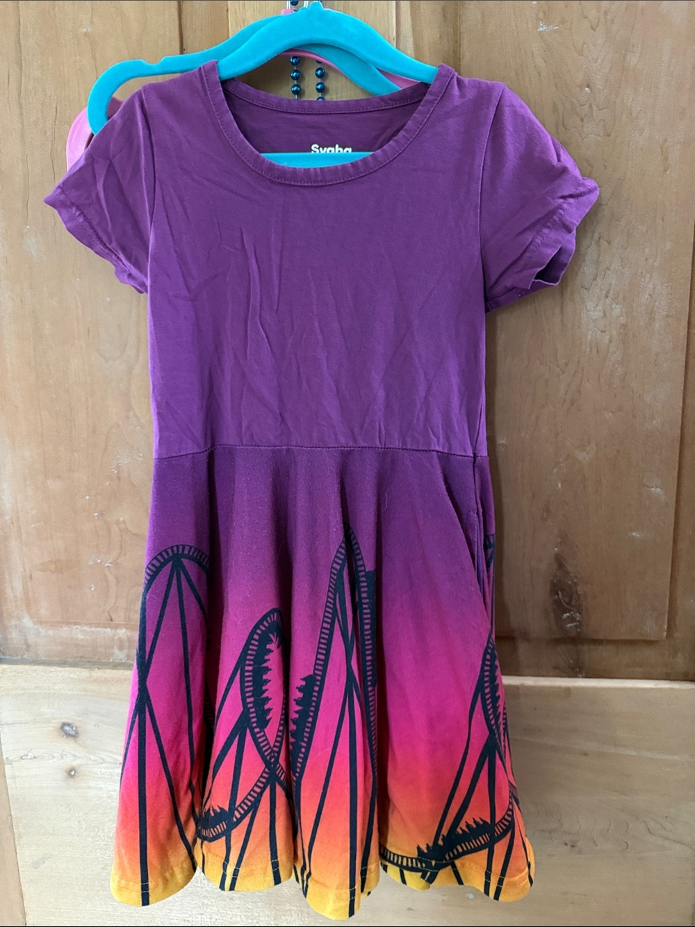 Svaha Girls' Purple to Pink Ombre Roller-Print Dress